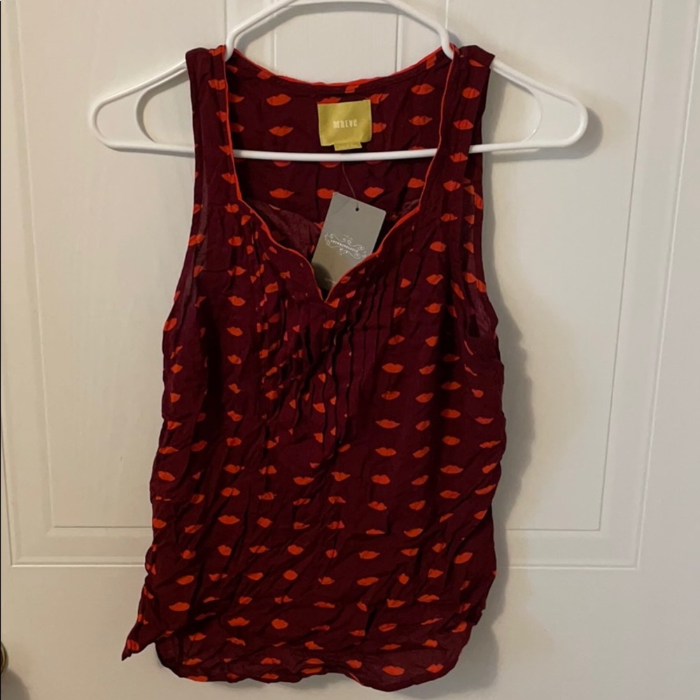 Anthropologie sleeveless top size 4 cute lips